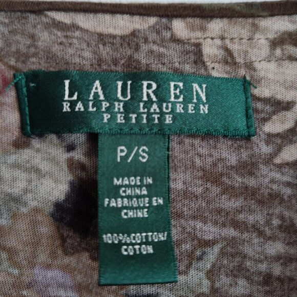 Ladies Petite SZ PS Lauren Ralph Lauren Ruffled Cotton Top - Picture 4 of 4